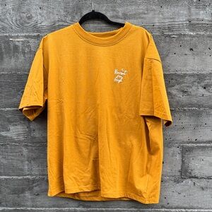 Mustard T-Shirt with large Vangogh patch on back. Boxy fit with heavy  cotton.